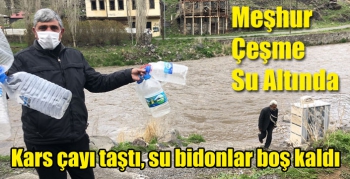 Kars çayı taştı, su bidonlar boş kaldı