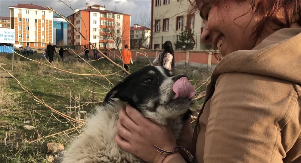 Kars’ta 1 haftadır göremediği sokak köpeği ile böyle kucaklaştılar