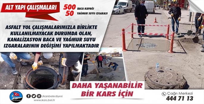 Kars’ta Altyapı Çalışmaları Devam Ediyor