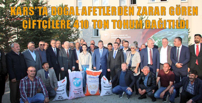 Kars’ta doğal afetlerden zarar gören çiftçilere 410 ton tohum dağıtıldı