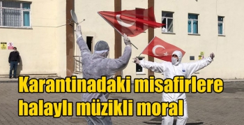 Kars’ta karantinadaki misafirlere halaylı müzikli moral