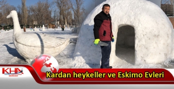 Kars’ta kardan heykeller ve Eskimo Evleri