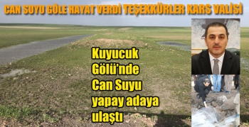 Kuyucuk Gölü’nde Can Suyu yapay adaya ulaştı